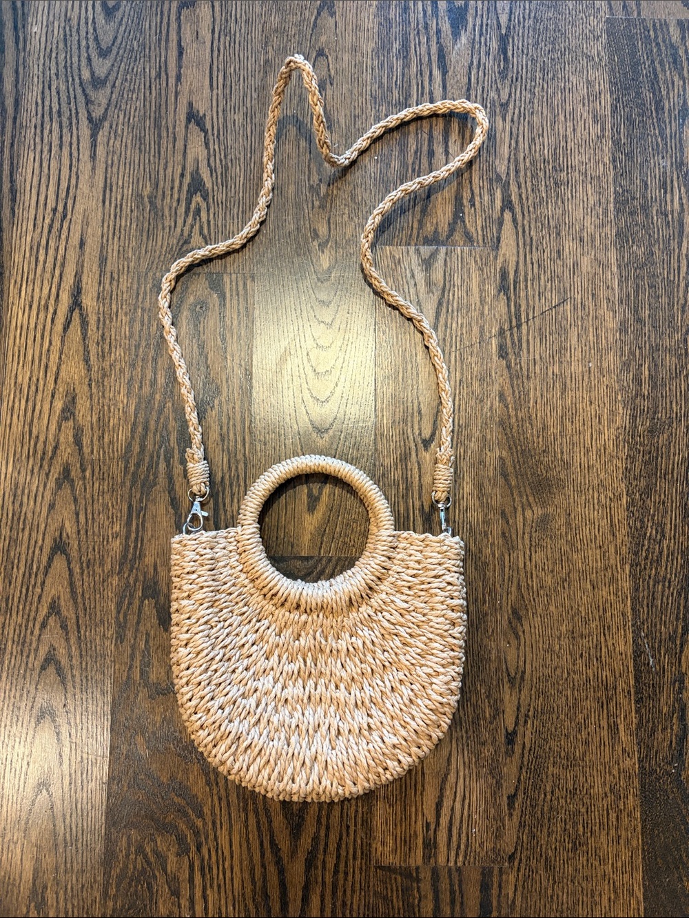 Woven Straw Crossbody or Top Handle Small Purse with Removable Long Strap